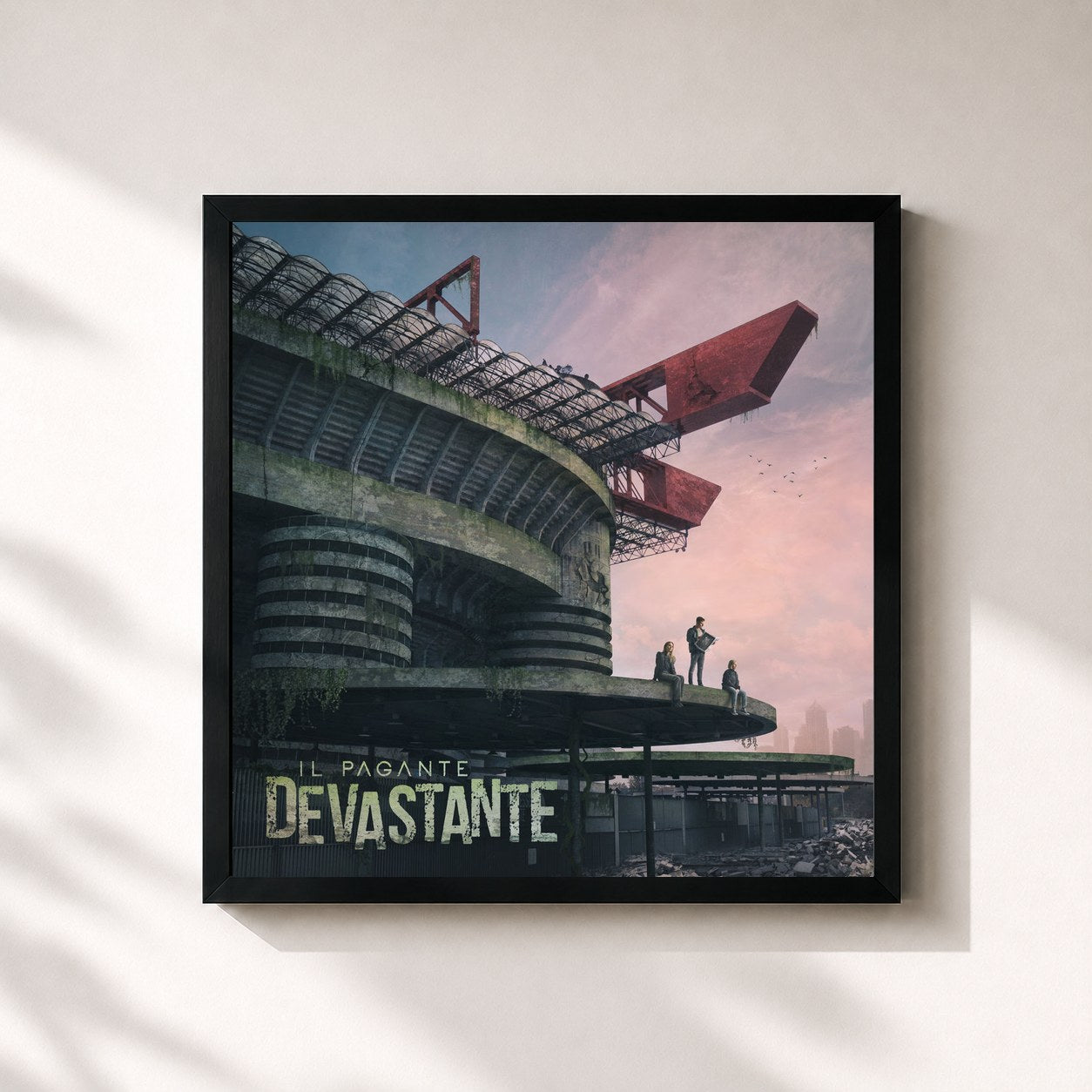 #noir Tableau carré de l'album Devastante de Il Pagante, cadre noir 32x32 cm