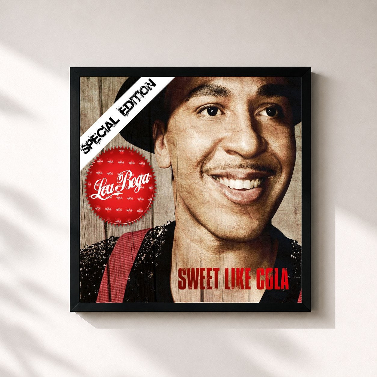 #noir Tableau carré de l'album Sweet Like Cola (Special Edition) de Lou Bega, cadre noir 32x32 cm