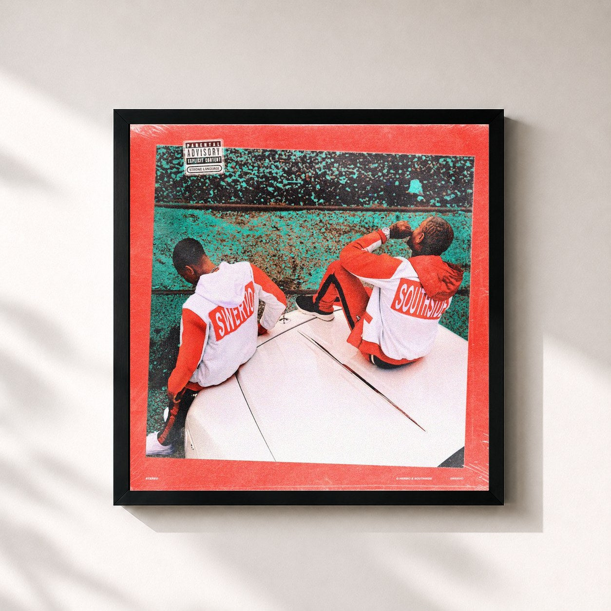 #noir Tableau carré de l'album Swervo de G Herbo, cadre noir 32x32 cm