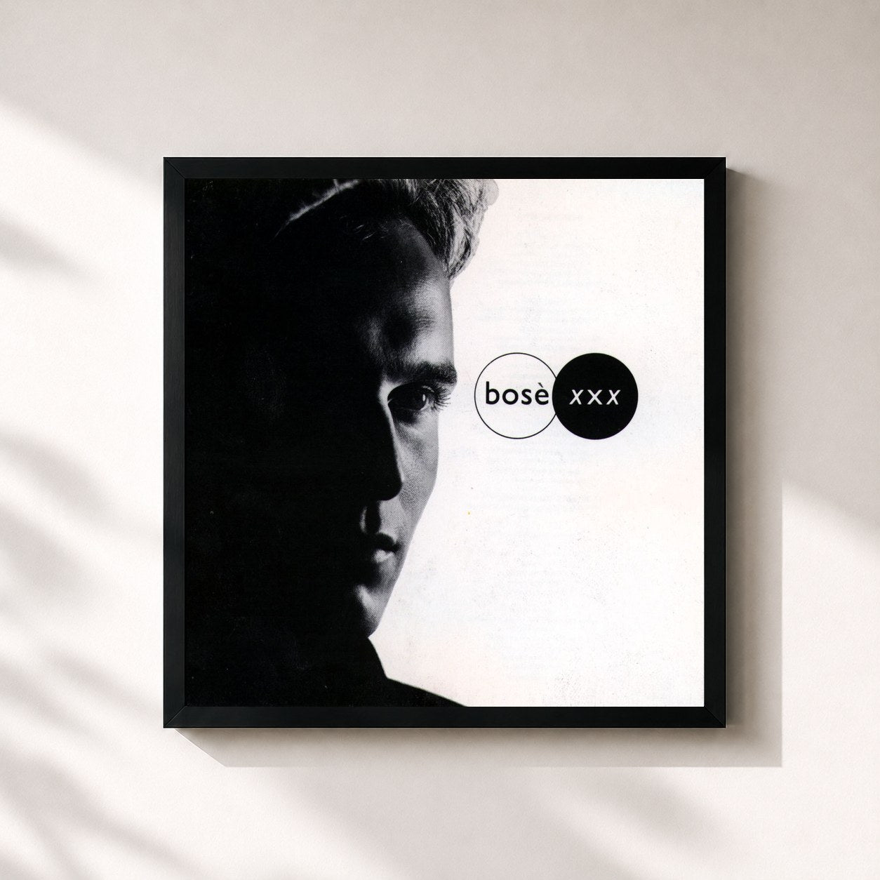 #noir Tableau carré de l'album XXX de Miguel Bosé, cadre noir 32x32 cm