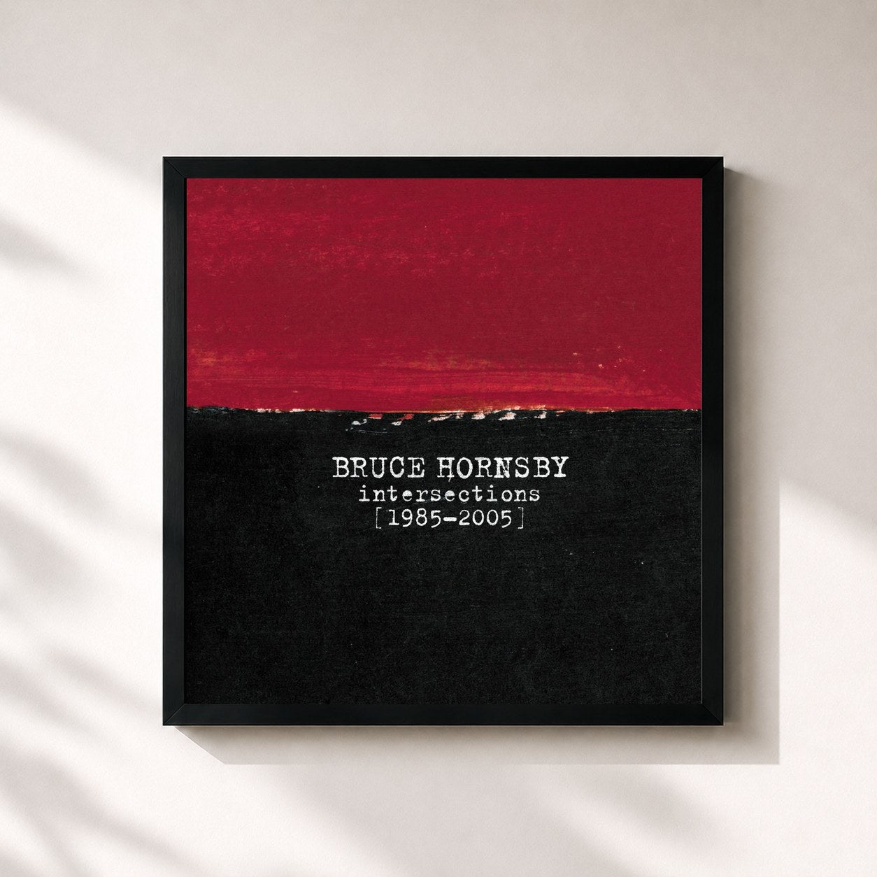 #noir Tableau carré de l'album Intersections 1985-2005 de Bruce Hornsby, cadre noir 32x32 cm