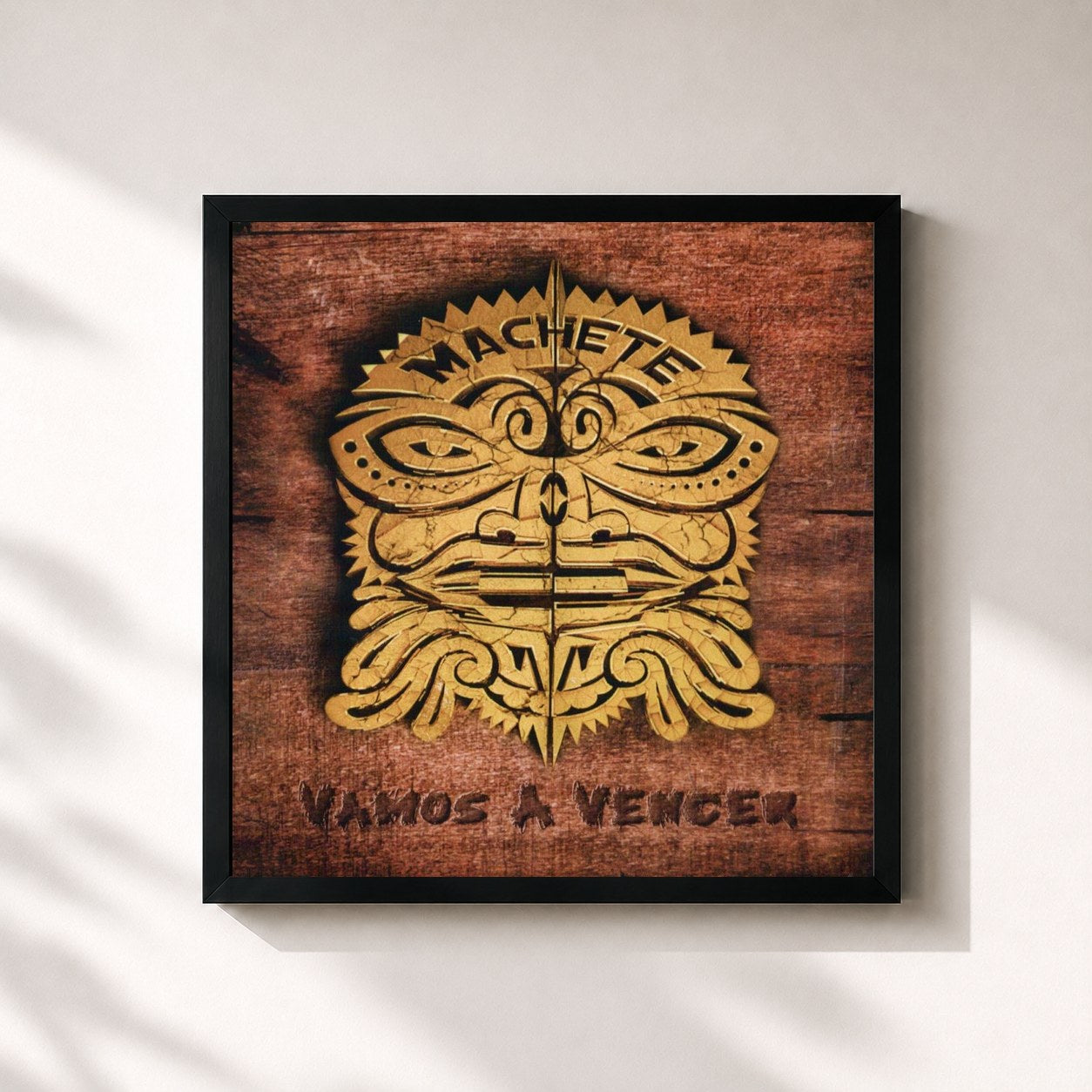 #noir Tableau carré de l'album Vamos a Vencer de Machete, cadre noir 32x32 cm