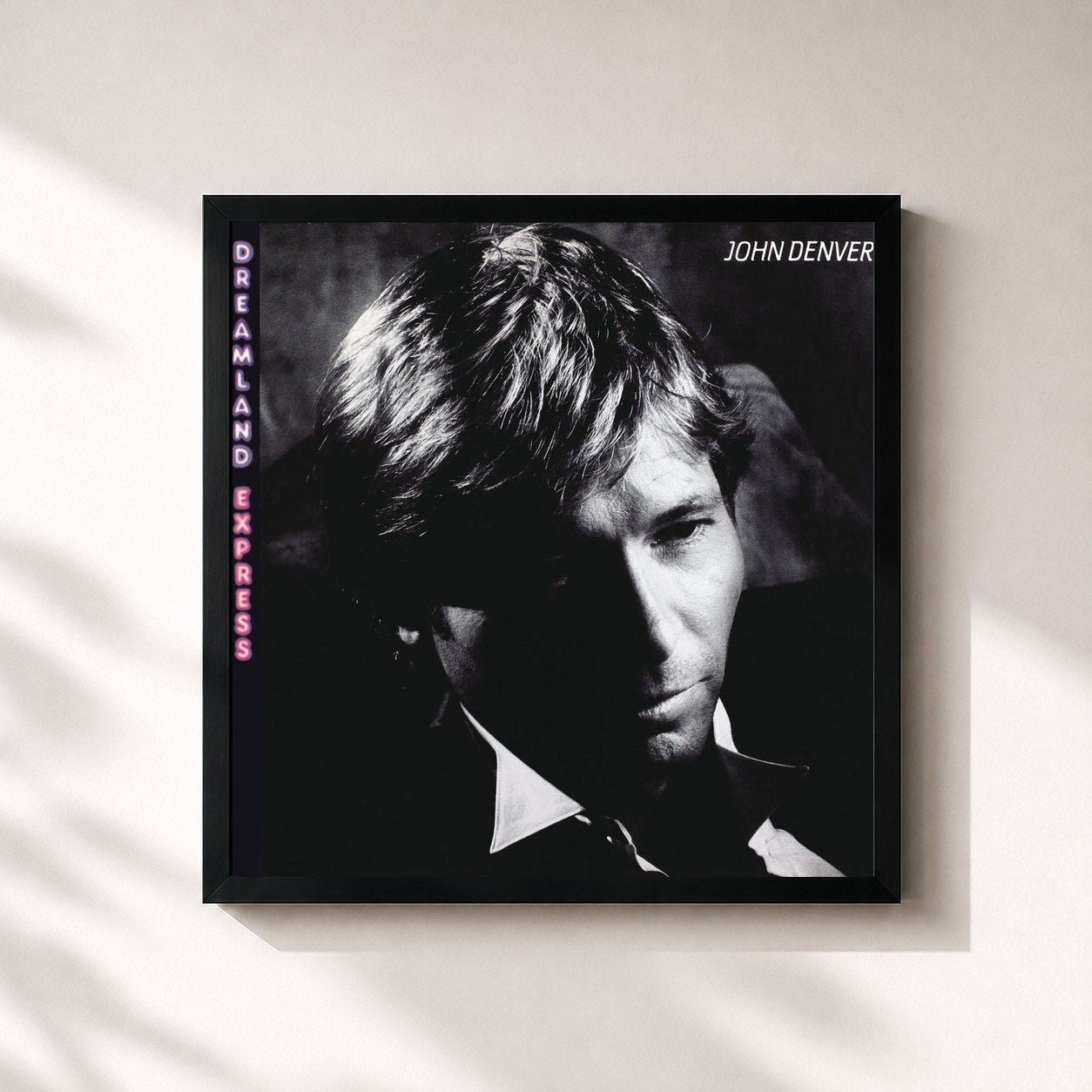 #noir Tableau carré de l'album Dreamland Express de John Denver, cadre noir 32x32 cm