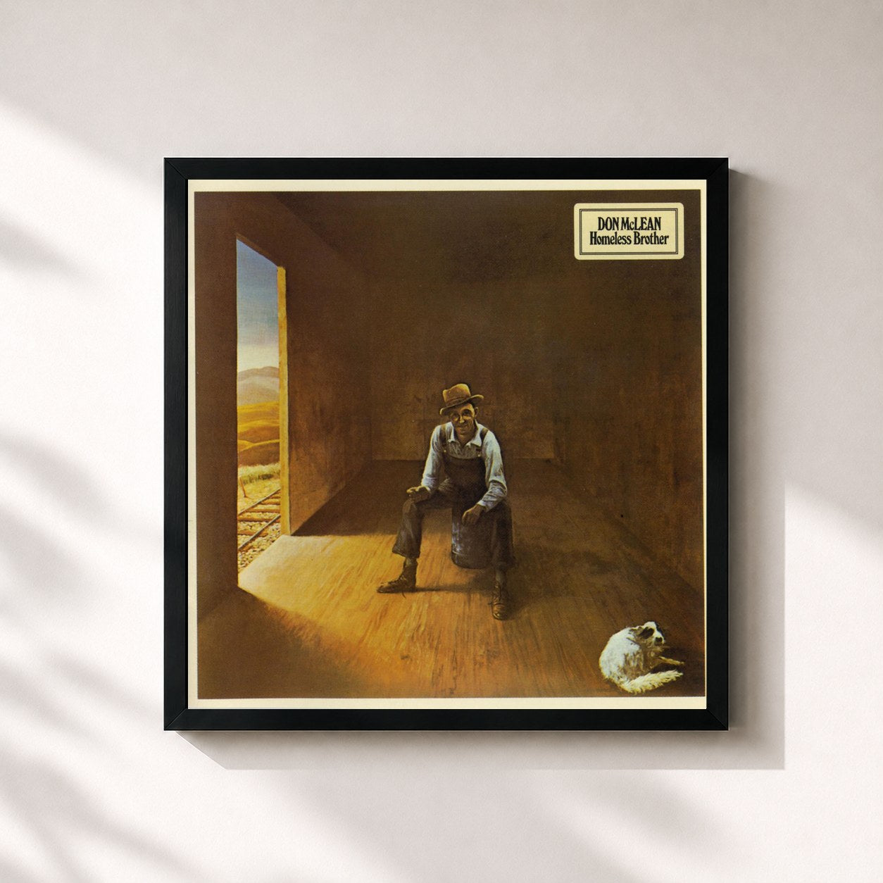 #noir Tableau carré de l'album Homeless Brother de Don McLean, cadre noir 32x32 cm
