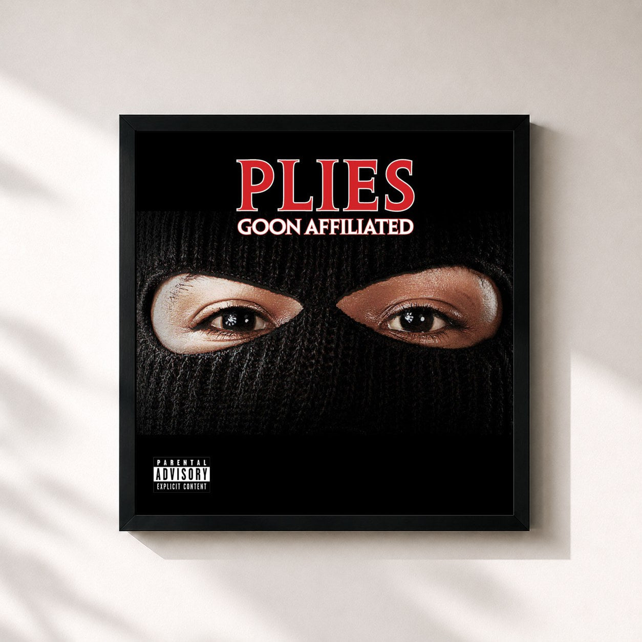 #noir Tableau carré de l'album Goon Affiliated de Plies, cadre noir 32x32 cm
