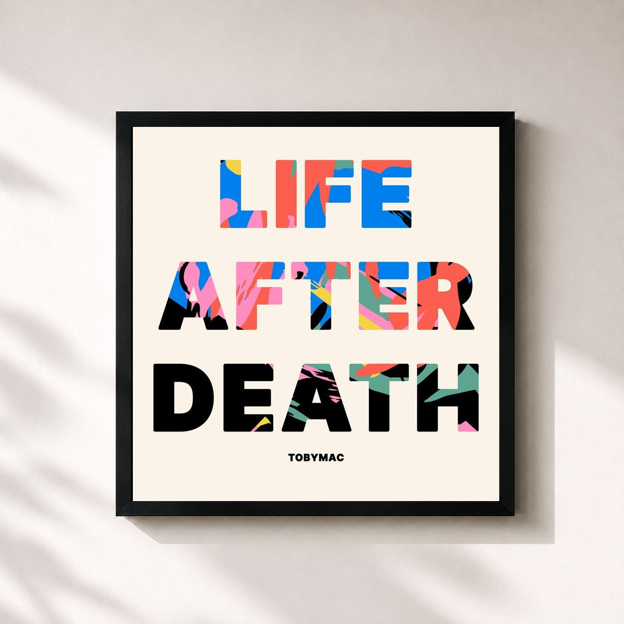 #noir Tableau carré de l'album Life After Death de tobyMac, cadre noir 32x32 cm