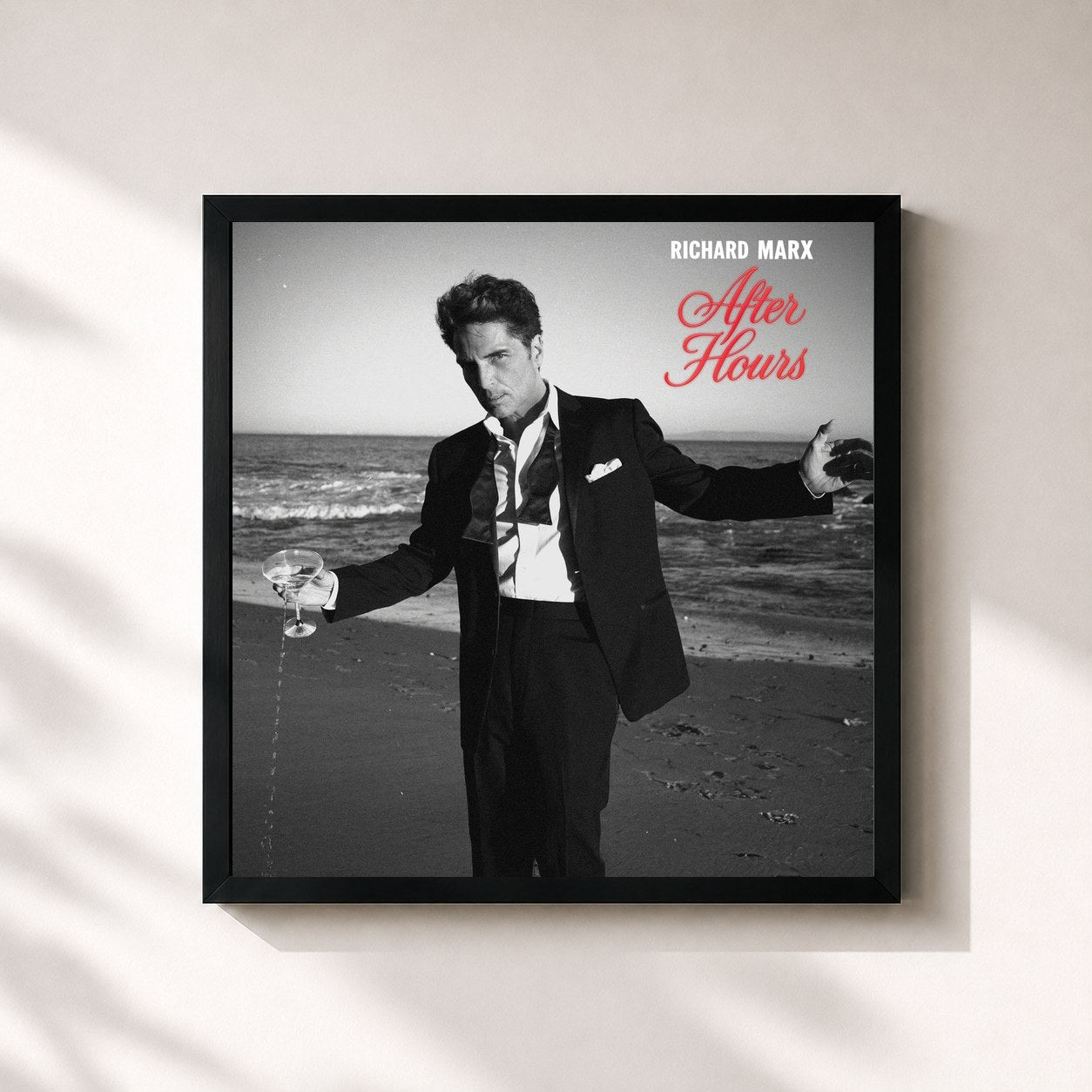 #noir Tableau carré de l'album After Hours de Richard Marx, cadre noir 32x32 cm