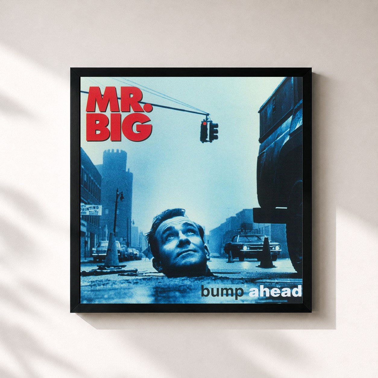 #noir Tableau carré de l'album Bump Ahead [Expanded] de Mr. Big, cadre noir 32x32 cm