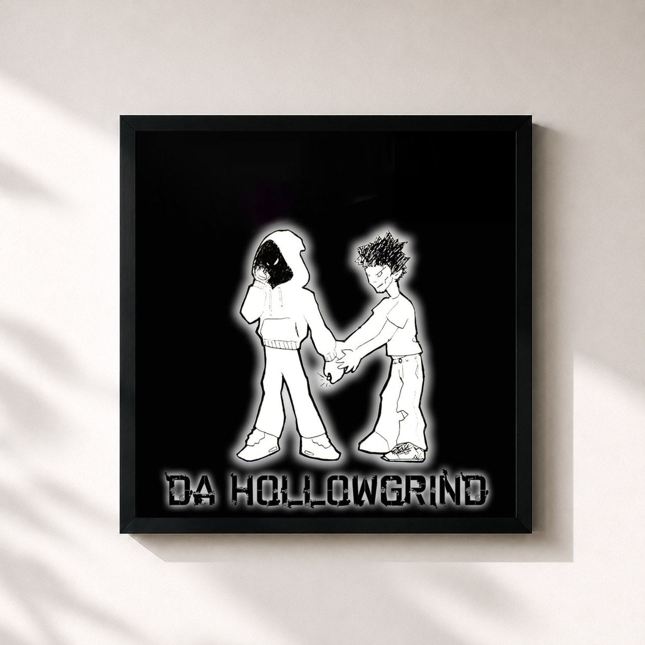#noir Tableau carré de l'album Da Hollowgrind de Giggs, cadre noir 32x32 cm