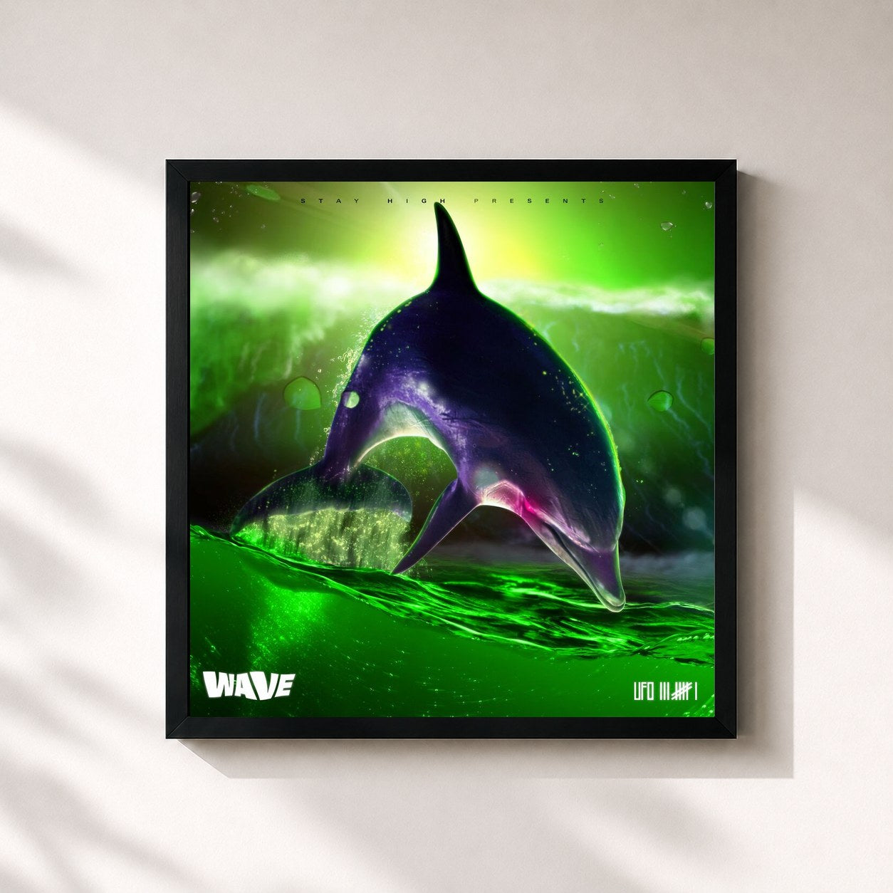 #noir Tableau carré de l'album WAVE de Ufo361, cadre noir 32x32 cm