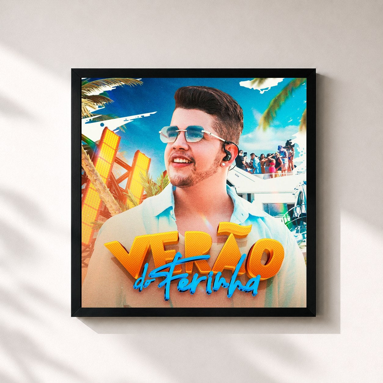 #noir Tableau carré de l'album Verão do Ferinha de Nadson O Ferinha, cadre noir 32x32 cm