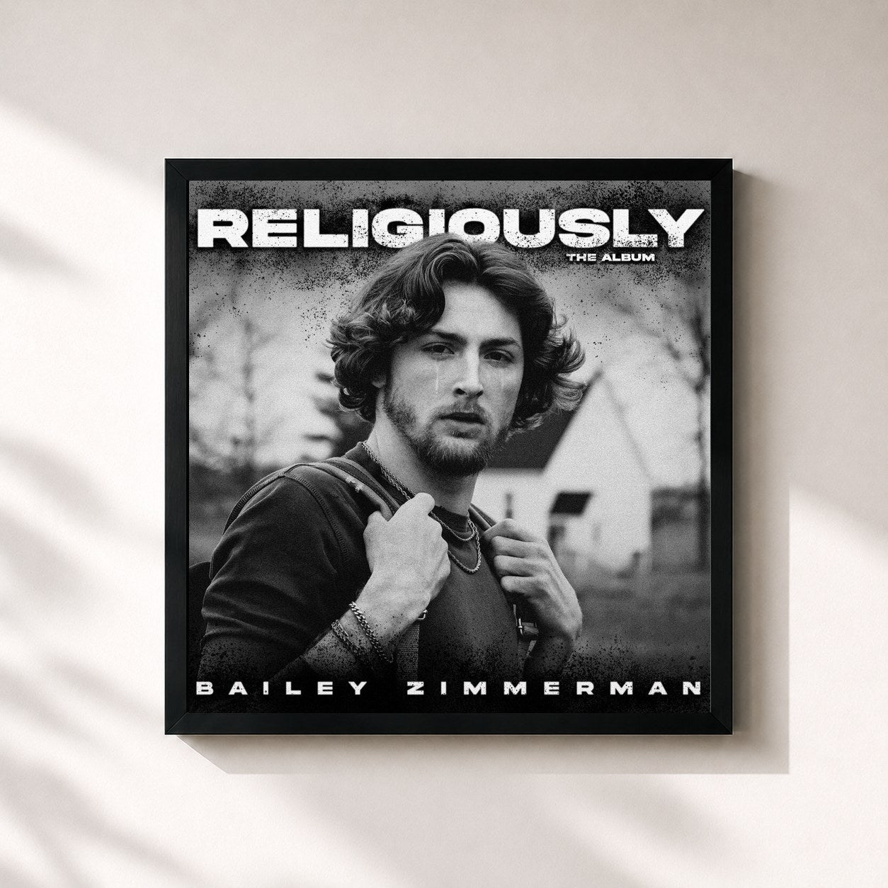 #noir Tableau carré de l'album Religiously. The Album. de Bailey Zimmerman, cadre noir 32x32 cm