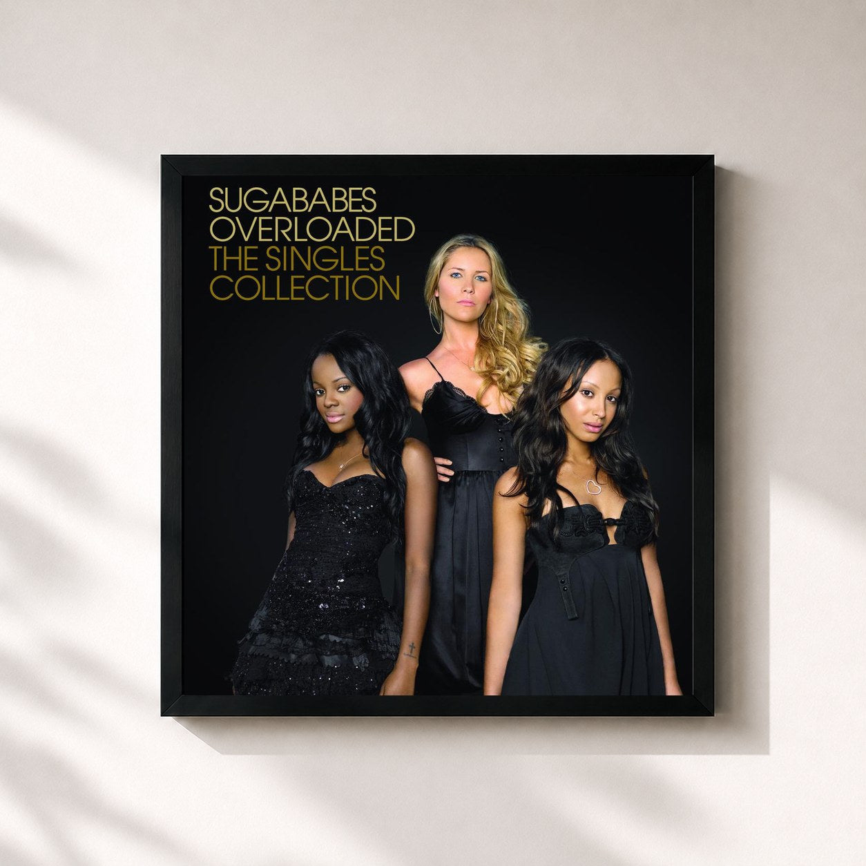 #noir Tableau carré de l'album Overloaded de Sugababes, cadre noir 32x32 cm