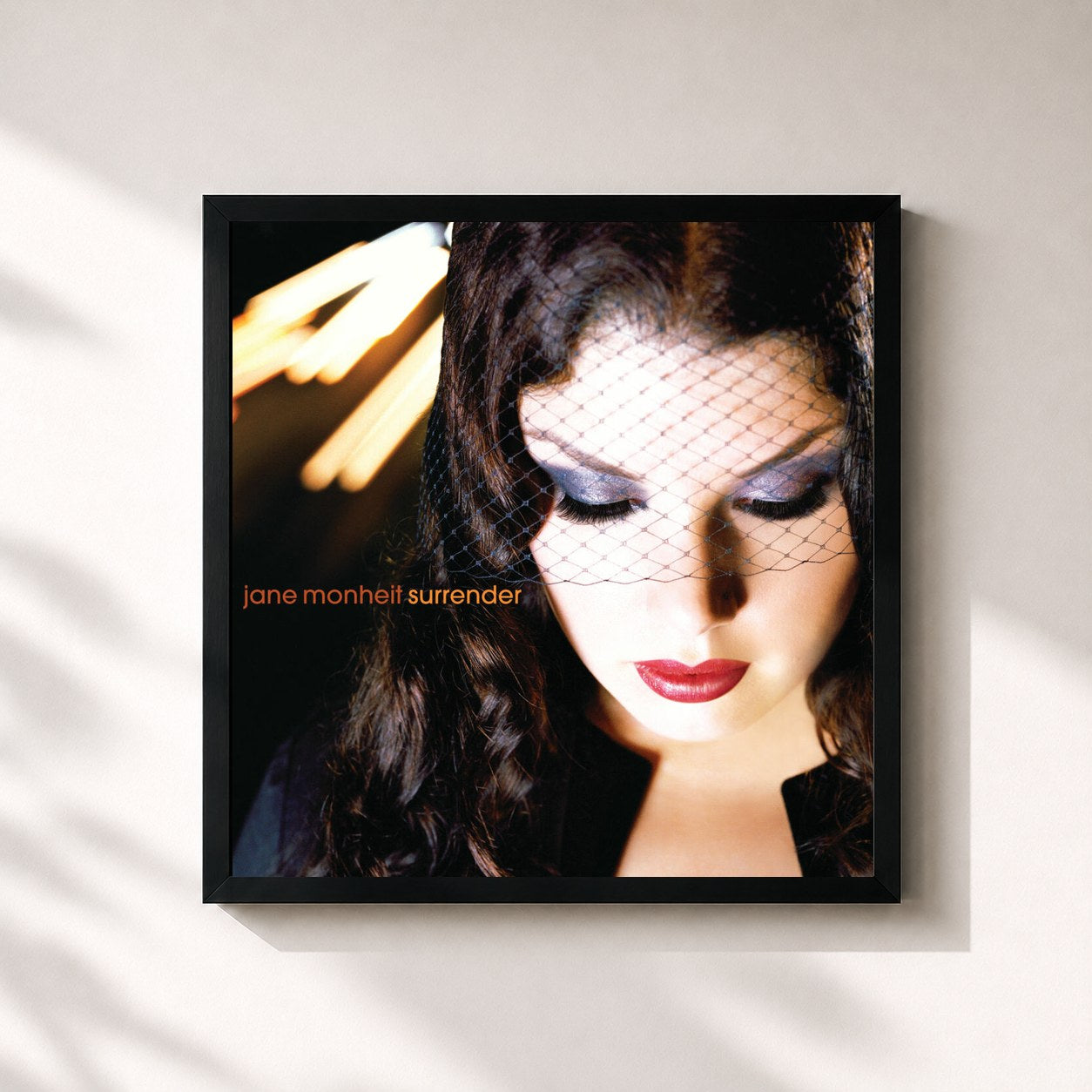 #noir Tableau carré de l'album Surrender de Jane Monheit, cadre noir 32x32 cm