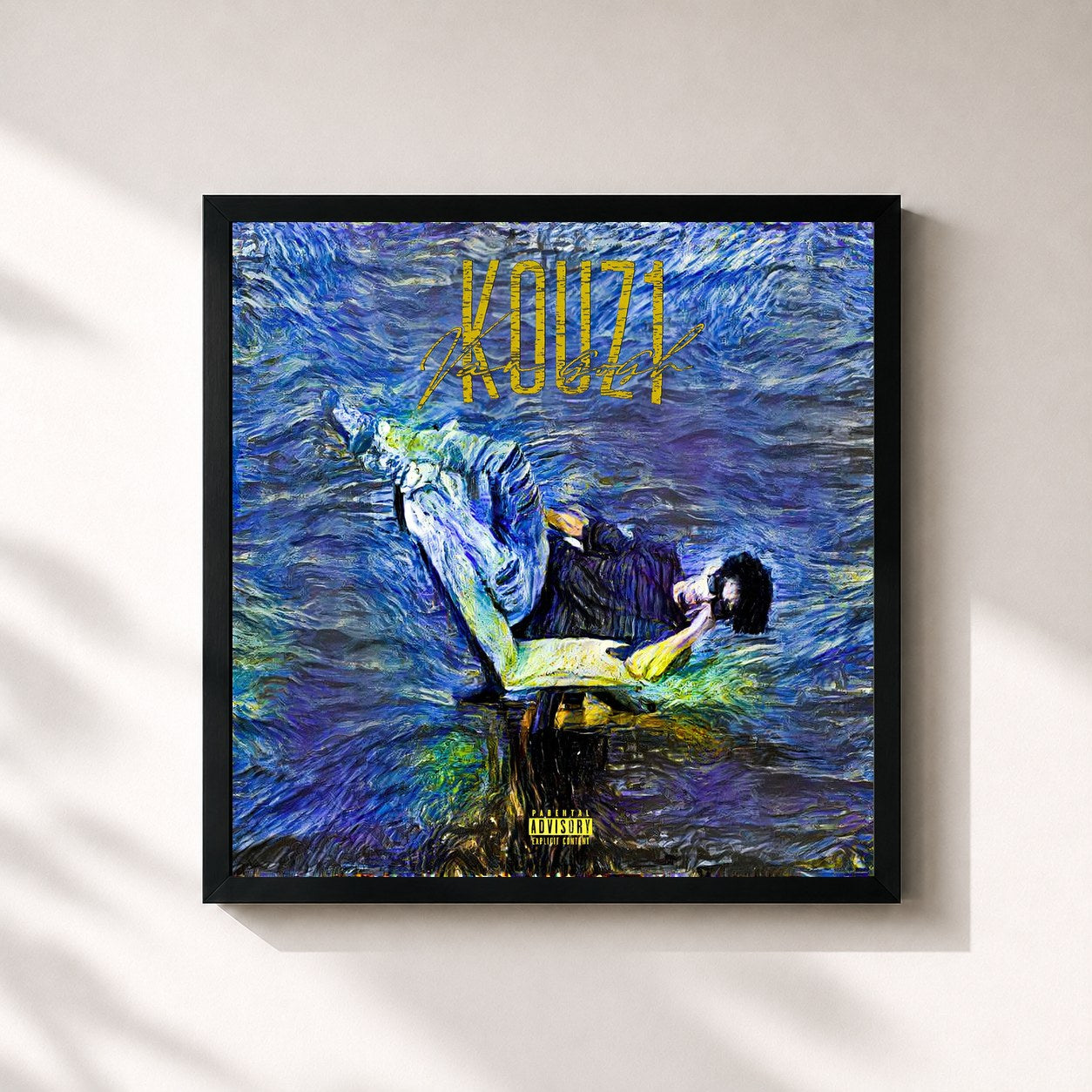 #noir Tableau carré de l'album Vangogh de Kouz1, cadre noir 32x32 cm
