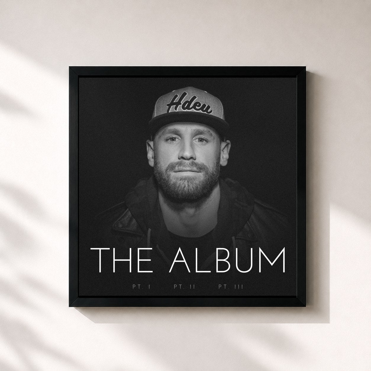 #noir Tableau carré de l'album The Album de Chase Rice, cadre noir 32x32 cm
