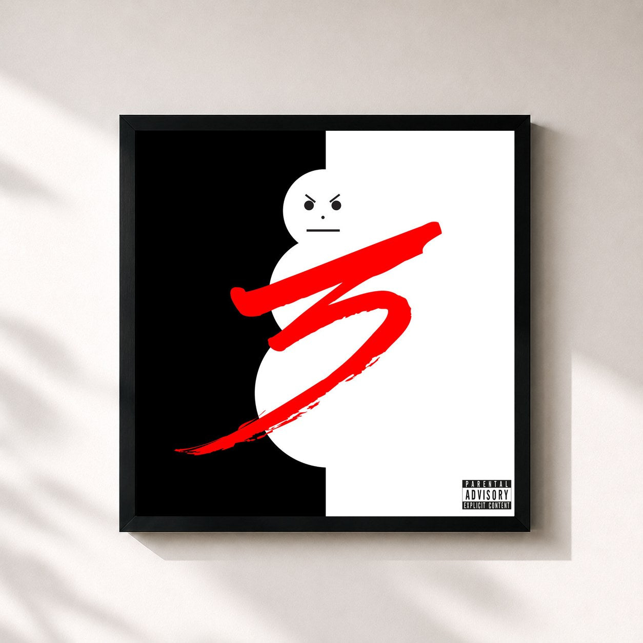 #noir Tableau carré de l'album Trap Or Die 3 de Jeezy, cadre noir 32x32 cm