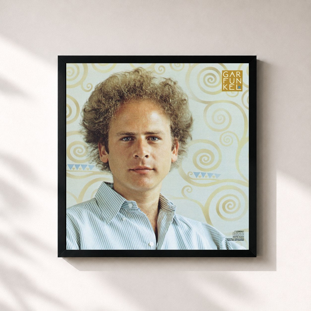 #noir Tableau carré de l'album Garfunkel de Art Garfunkel, cadre noir 32x32 cm