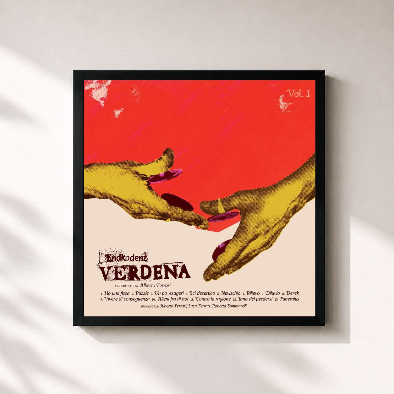 #noir Tableau carré de l'album Endkadenz Vol. 1 de Verdena, cadre noir 32x32 cm