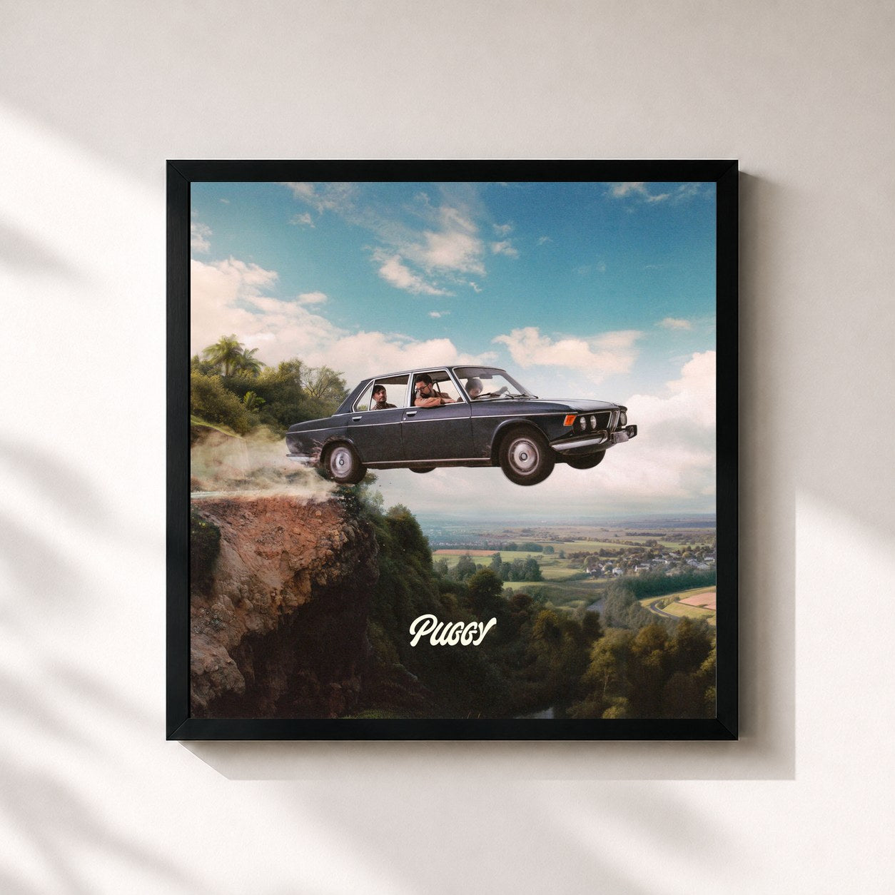 #noir Tableau carré de l'album Are We There Yet?   de Puggy, cadre noir 32x32 cm