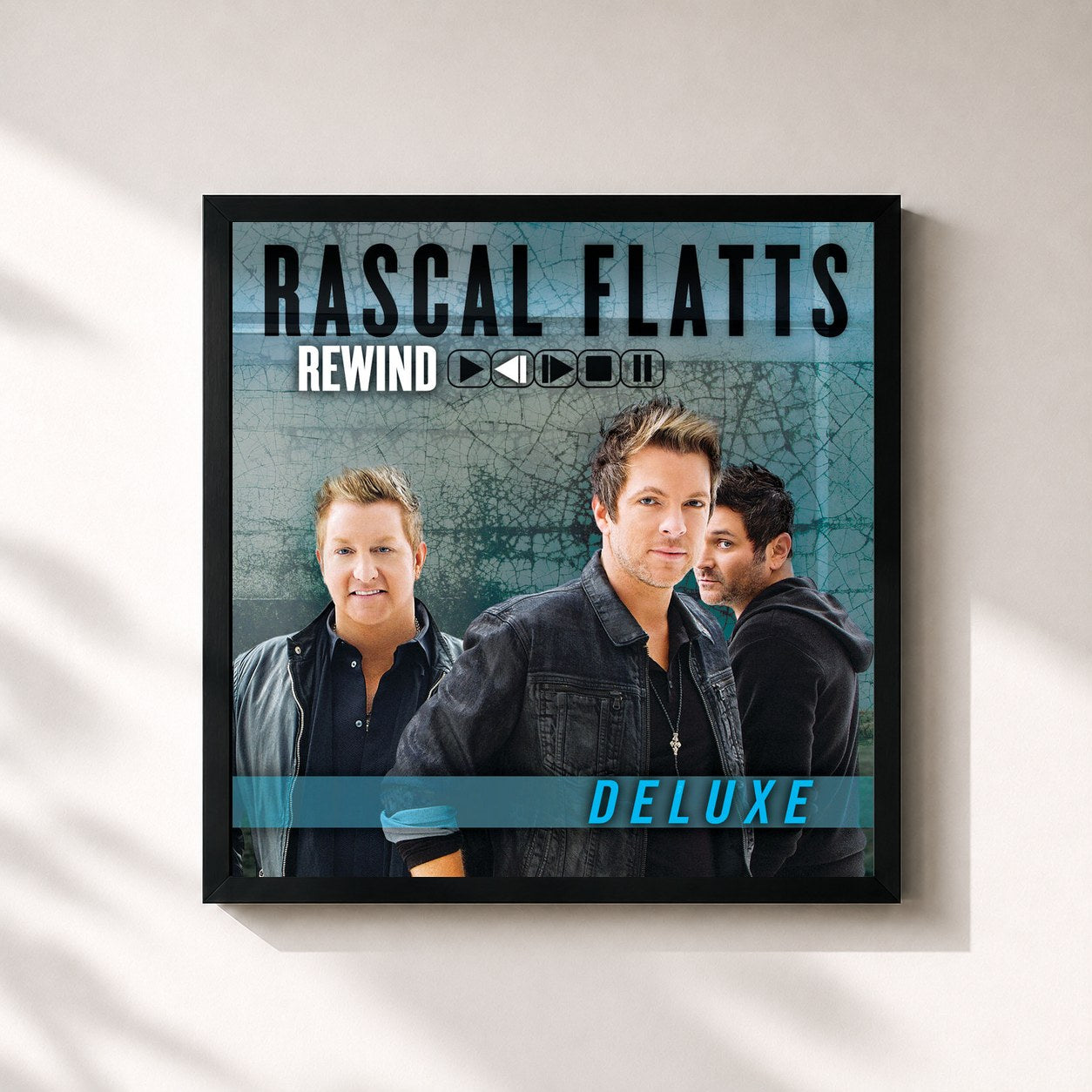 #noir Tableau carré de l'album Rewind de Rascal Flatts, cadre noir 32x32 cm