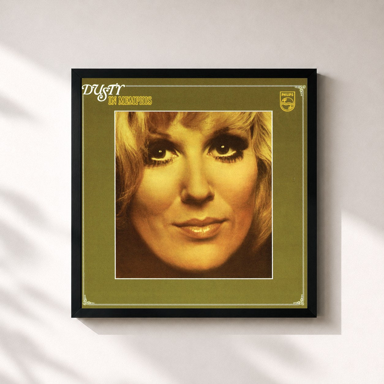 #noir Tableau carré de l'album Dusty In Memphis de Dusty Springfield, cadre noir 32x32 cm