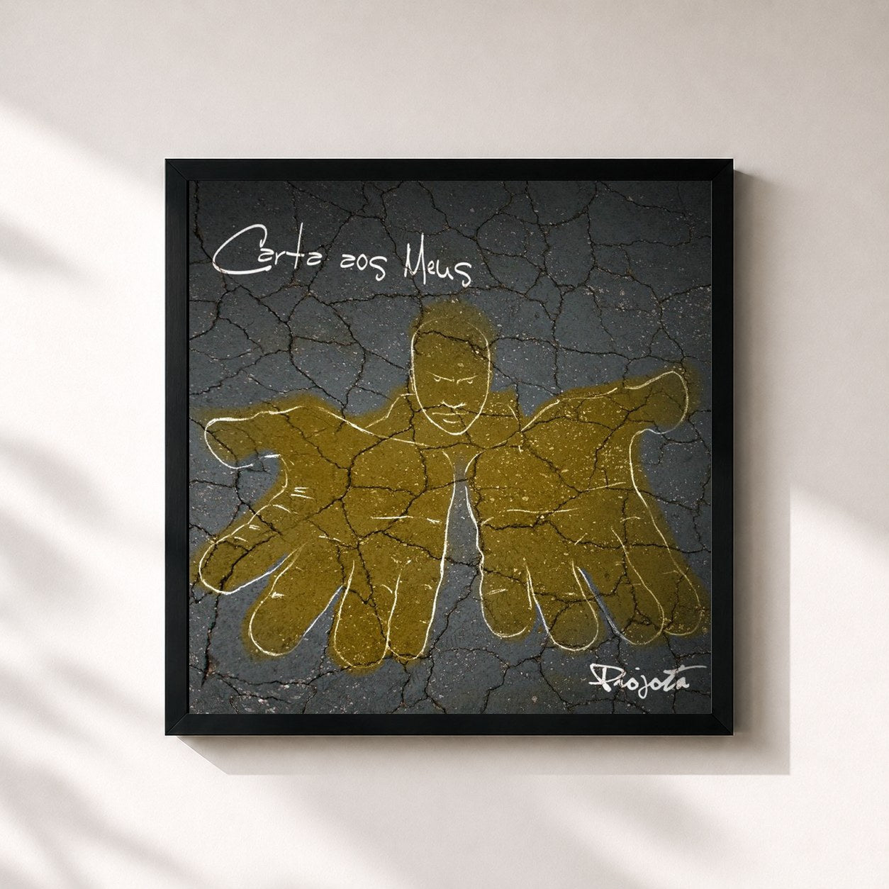 #noir Tableau carré de l'album Carta aos Meus de Projota, cadre noir 32x32 cm