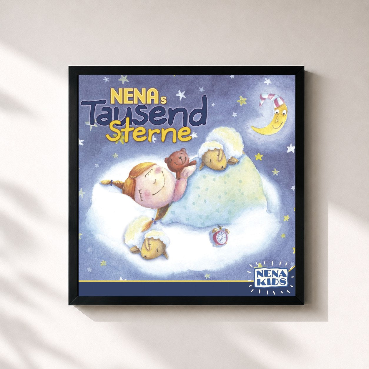 #noir Tableau carré de l'album Tausend Sterne de Nena, cadre noir 32x32 cm