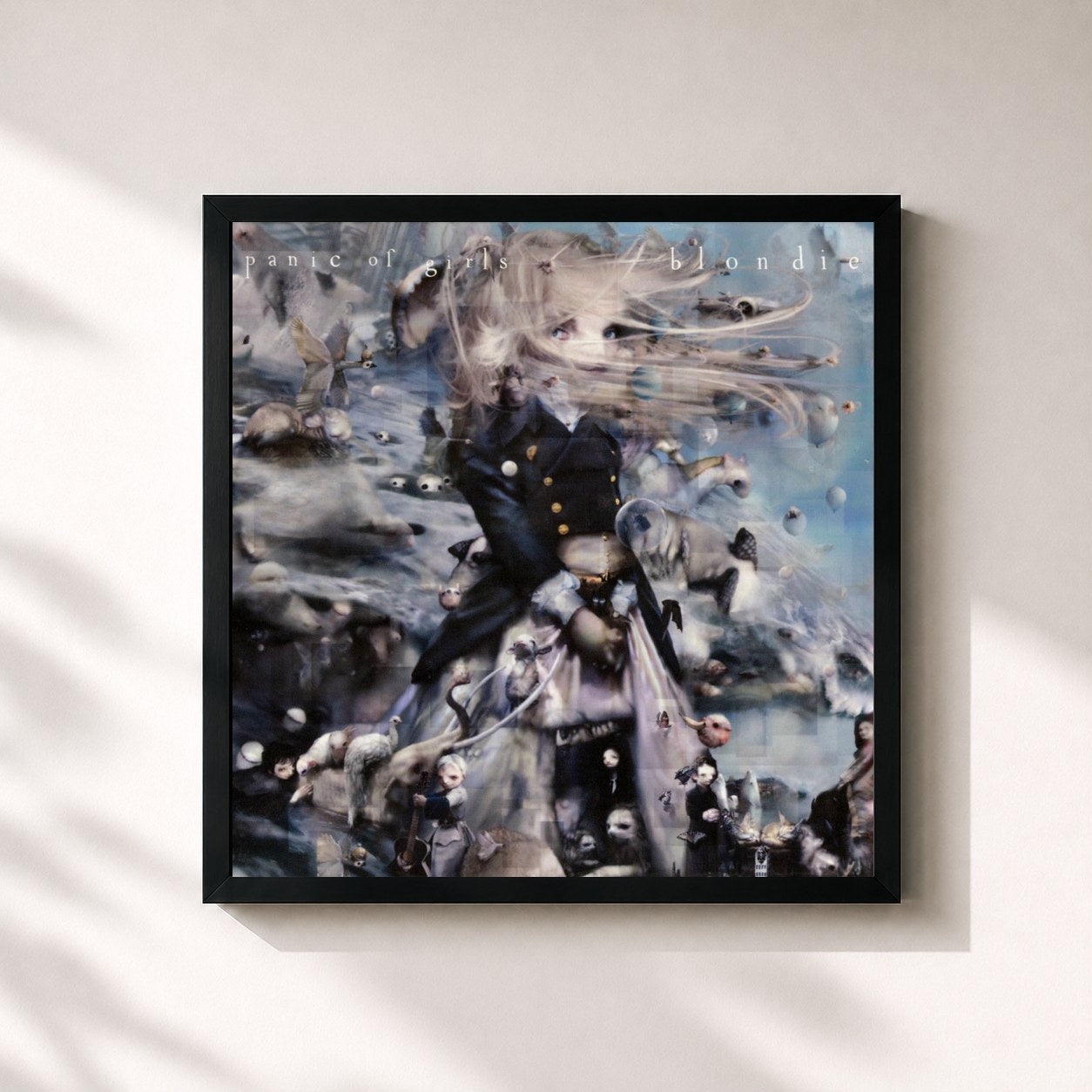 #noir Tableau carré de l'album Panic of Girls de Blondie, cadre noir 32x32 cm