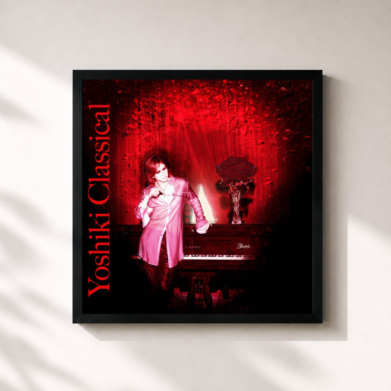 #noir Tableau carré de l'album Yoshiki Classical de YOSHIKI, cadre noir 32x32 cm