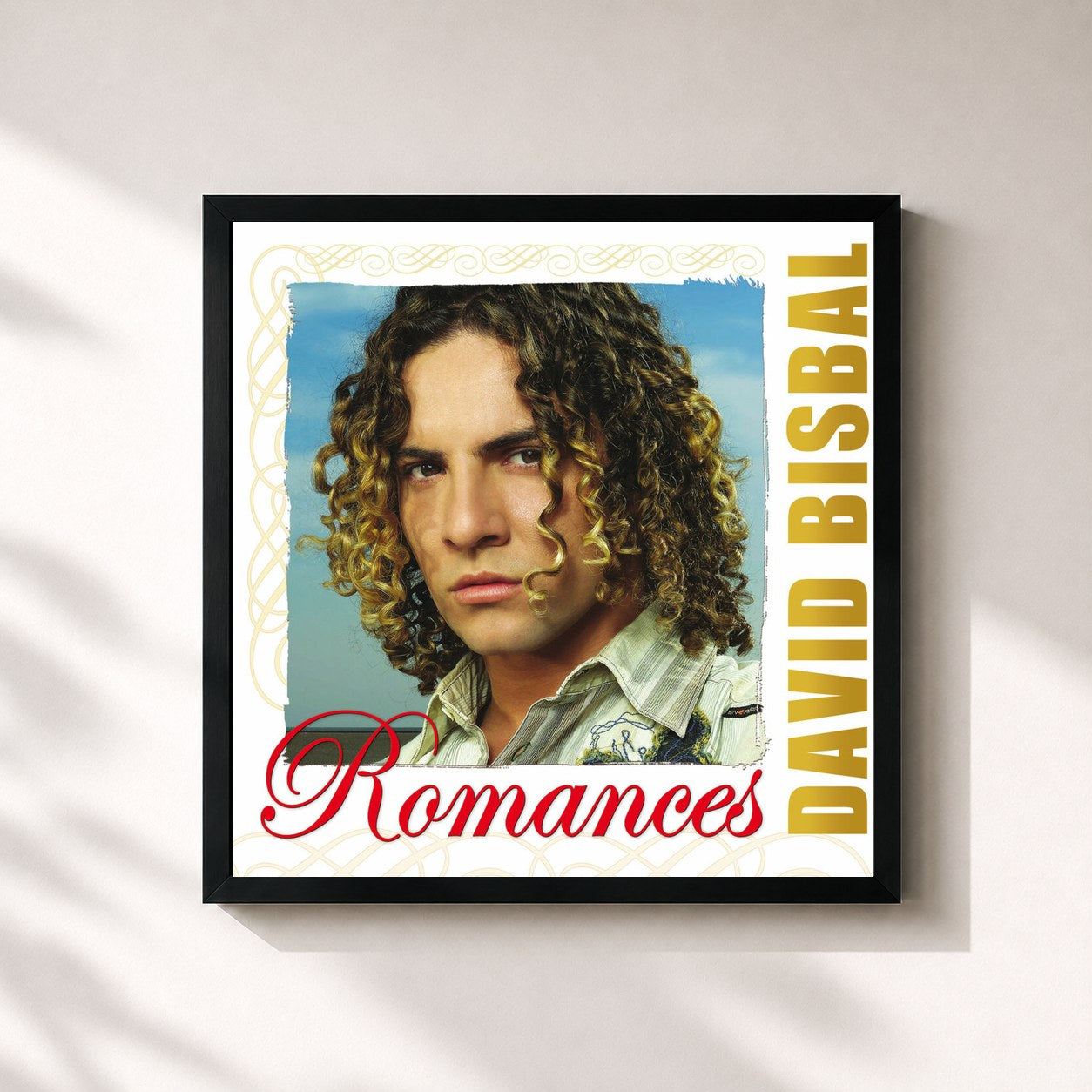 #noir Tableau carré de l'album Romances de David Bisbal, cadre noir 32x32 cm