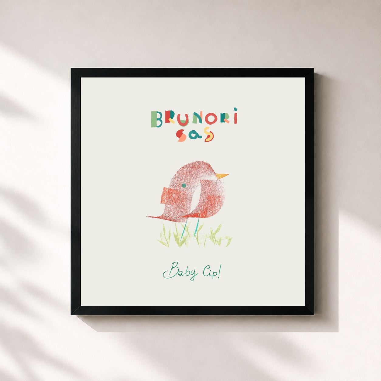 #noir Tableau carré de l'album Baby Cip! de Brunori Sas, cadre noir 32x32 cm