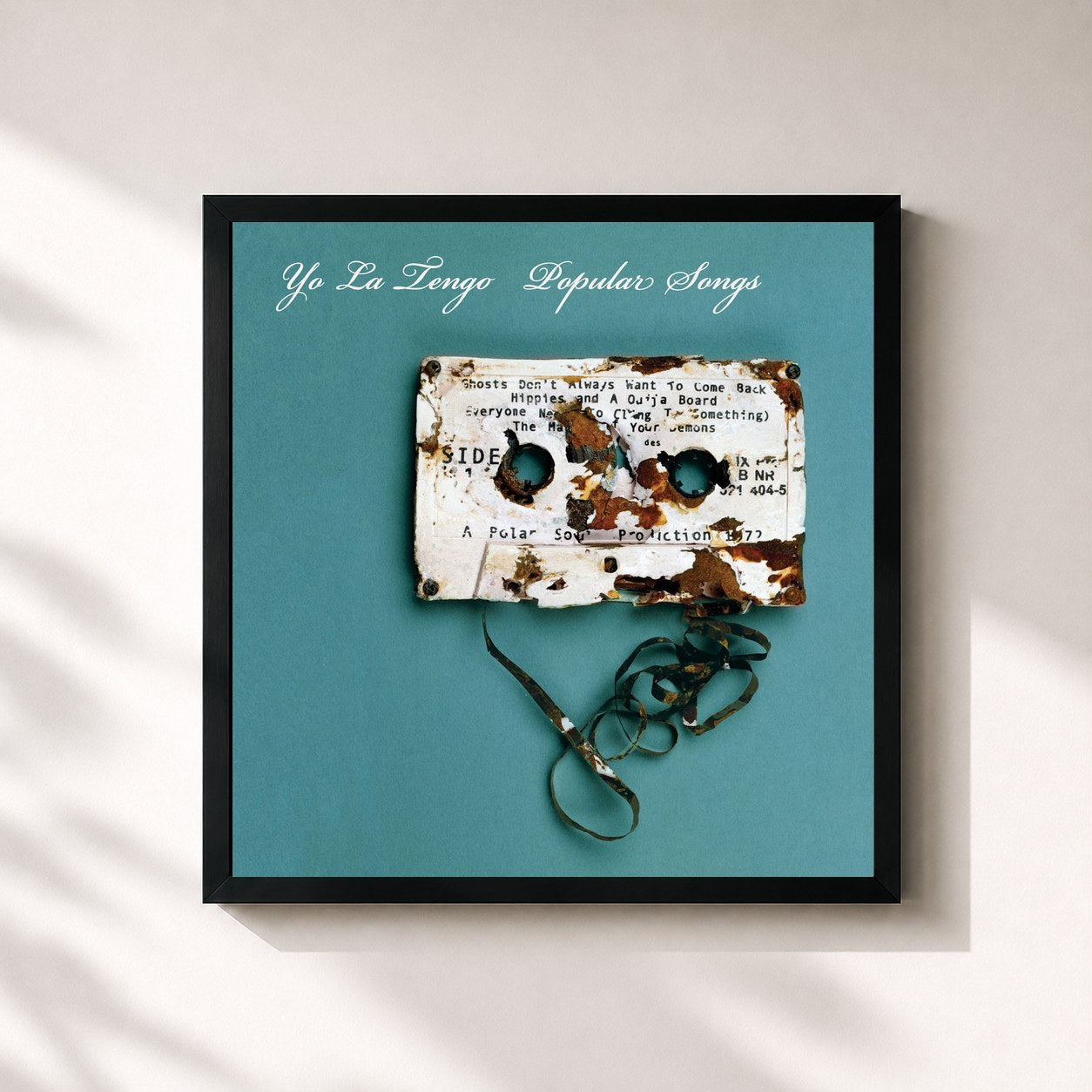 #noir Tableau carré de l'album Popular Songs de Yo La Tengo, cadre noir 32x32 cm