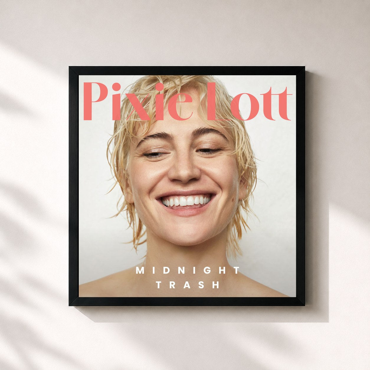 #noir Tableau carré de l'album Midnight Trash de Pixie Lott, cadre noir 32x32 cm