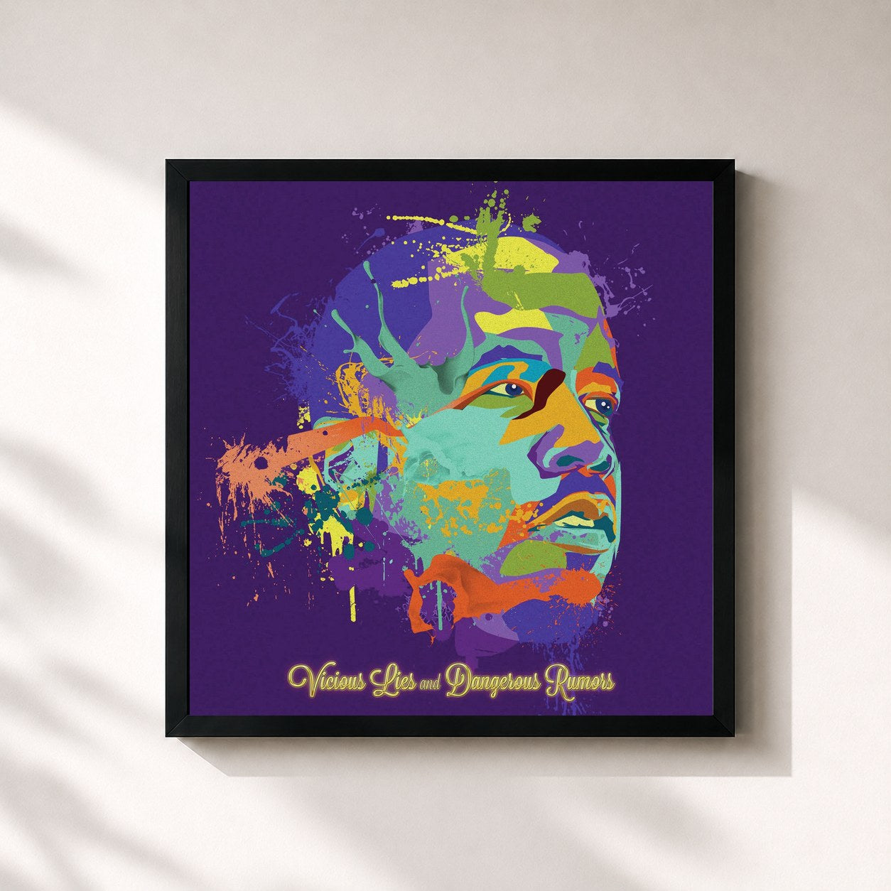 #noir Tableau carré de l'album Vicious Lies and Dangerous Rumors de Big Boi, cadre noir 32x32 cm