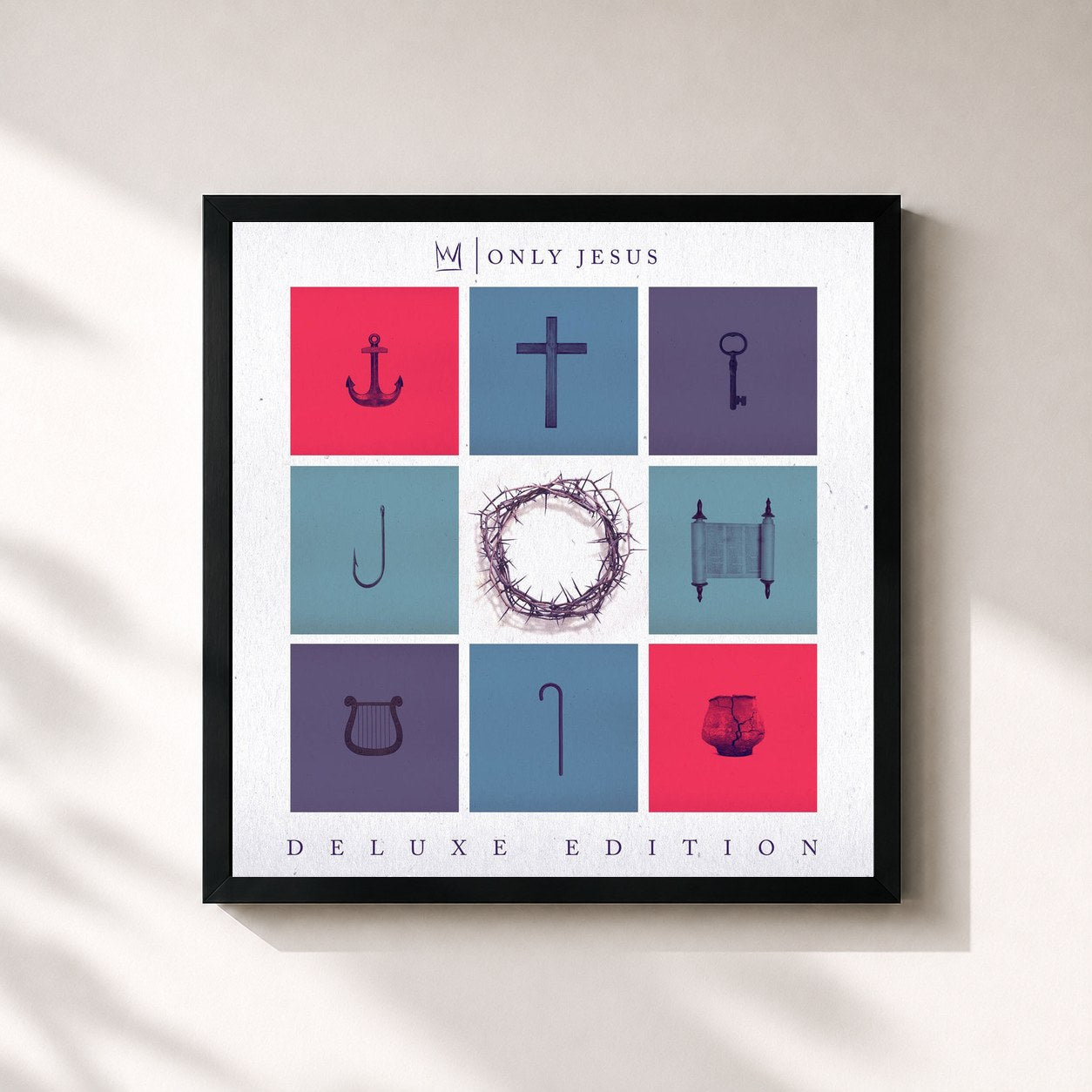 #noir Tableau carré de l'album Only Jesus (Deluxe) de Casting Crowns, cadre noir 32x32 cm