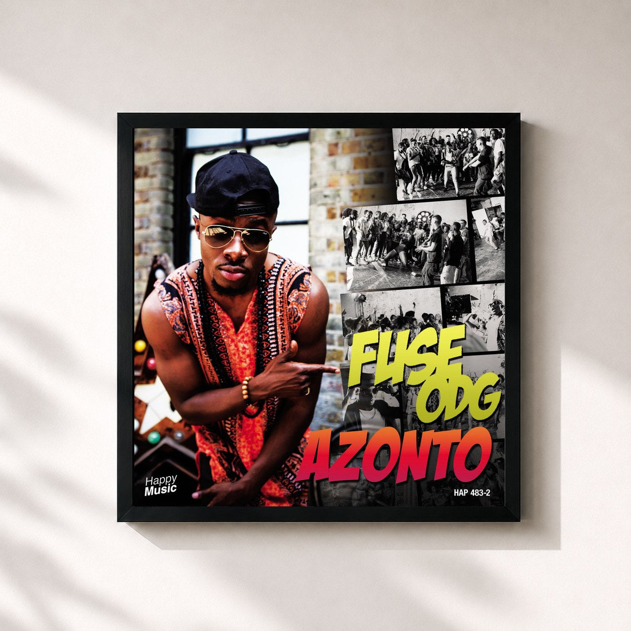 #noir Tableau carré de l'album Azonto (feat. Tiffany) - EP de Fuse ODG, cadre noir 32x32 cm