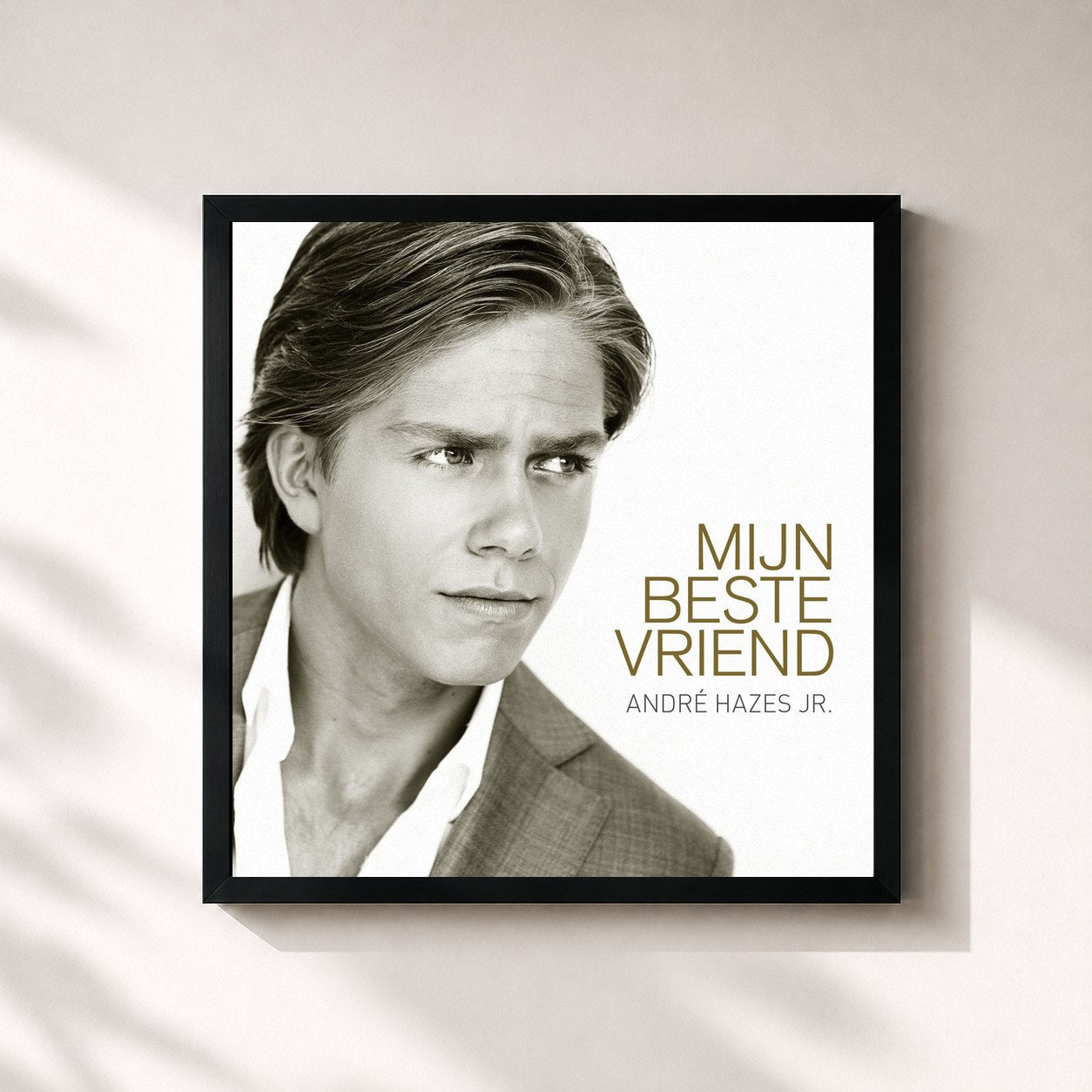 #noir Tableau carré de l'album Mijn Beste Vriend de André Hazes Jr., cadre noir 32x32 cm