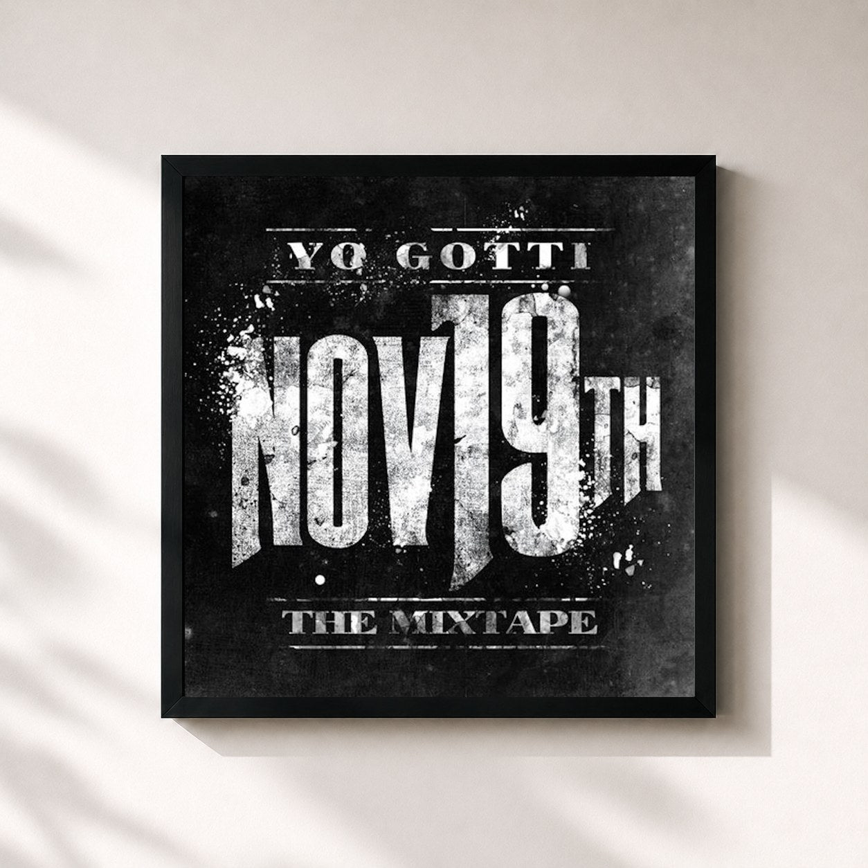 #noir Tableau carré de l'album Nov. 19th de Yo Gotti, cadre noir 32x32 cm