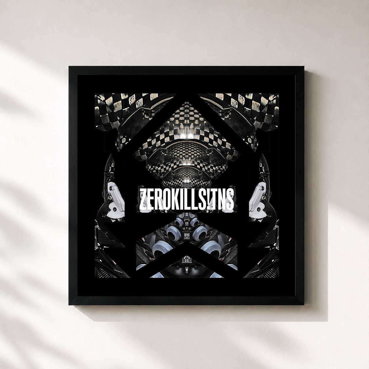 #noir Tableau carré de l'album Zero Kills de Night Skinny, cadre noir 32x32 cm