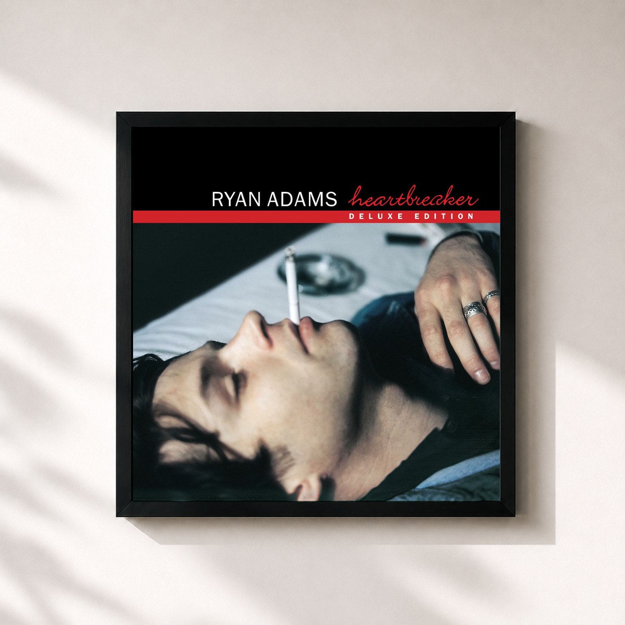 #noir Tableau carré de l'album Heartbreaker (Deluxe Edition) de Ryan Adams, cadre noir 32x32 cm
