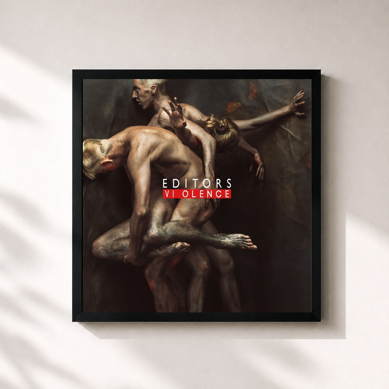 #noir Tableau carré de l'album Violence de Editors, cadre noir 32x32 cm