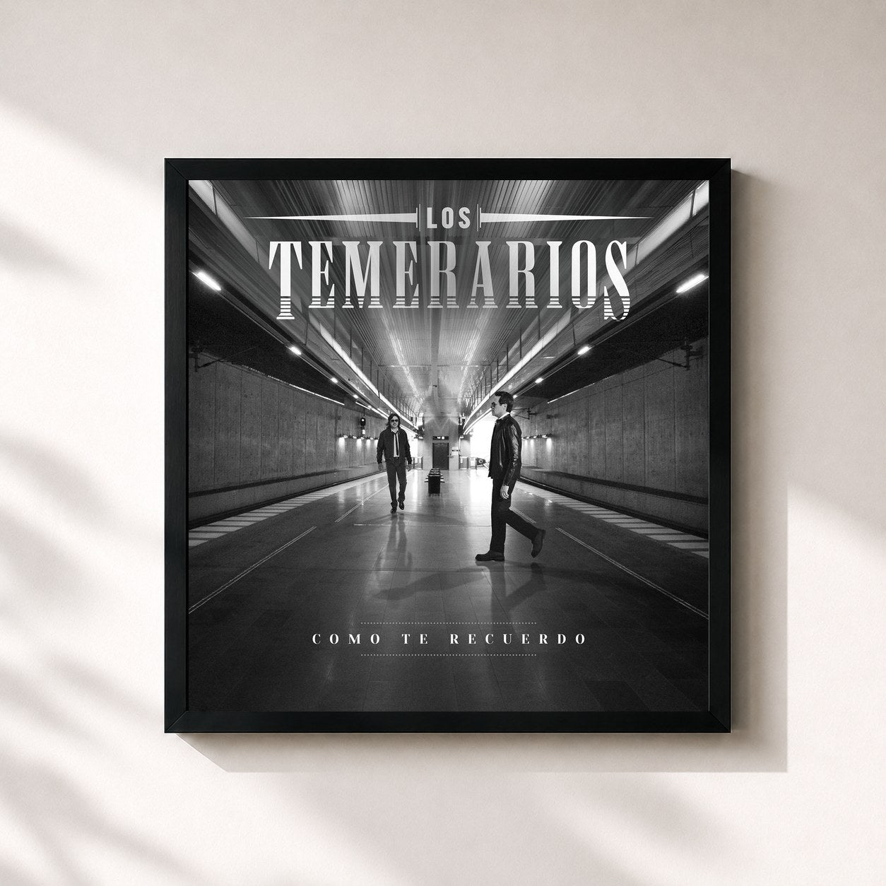 #noir Tableau carré de l'album Como Te Recuerdo de Los Temerarios, cadre noir 32x32 cm