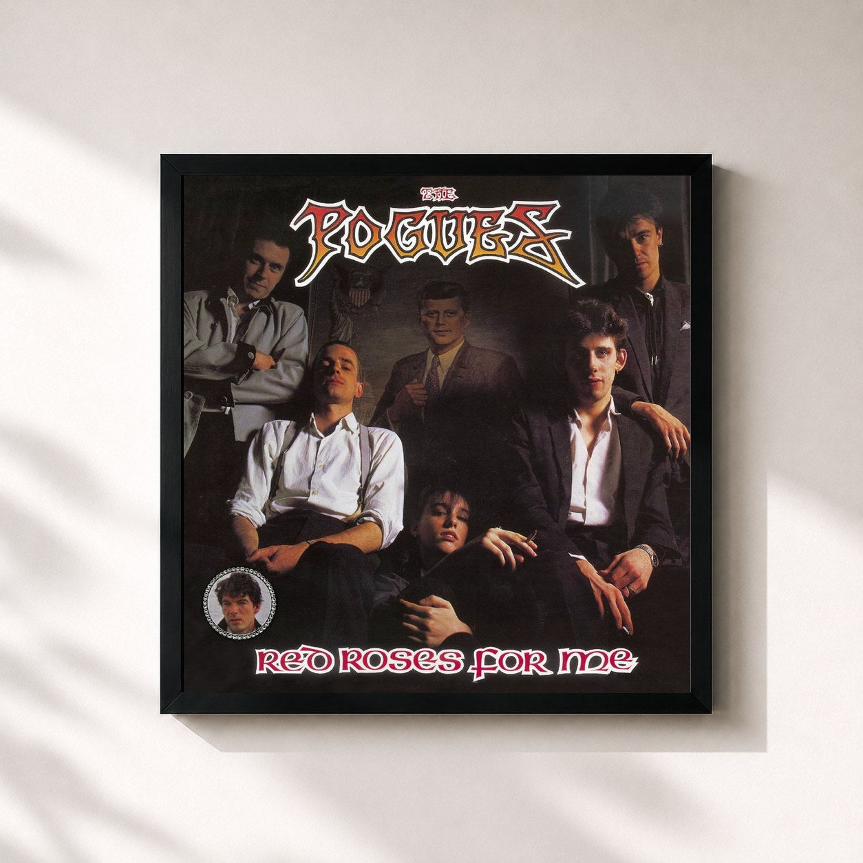 #noir Tableau carré de l'album Red Roses for Me (Expanded Edition) de The Pogues, cadre noir 32x32 cm