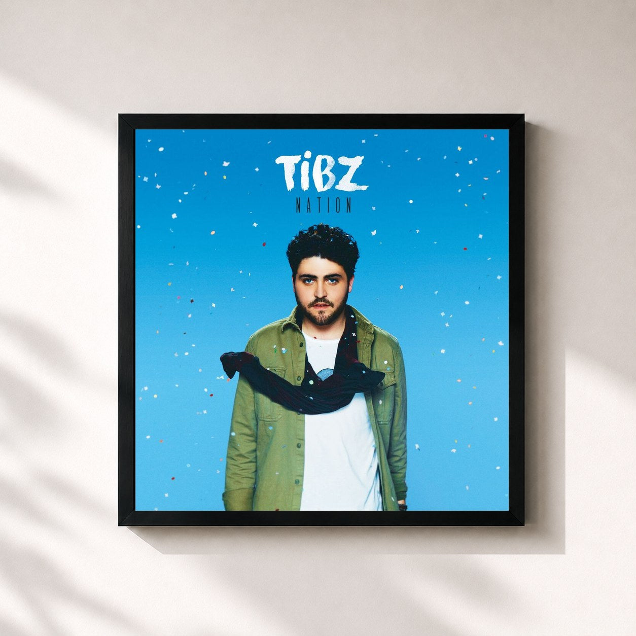 #noir Tableau carré de l'album Nation de Tibz, cadre noir 32x32 cm