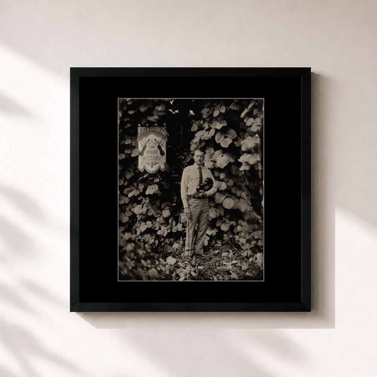 #noir Tableau carré de l'album Long Violent History de Tyler Childers, cadre noir 32x32 cm