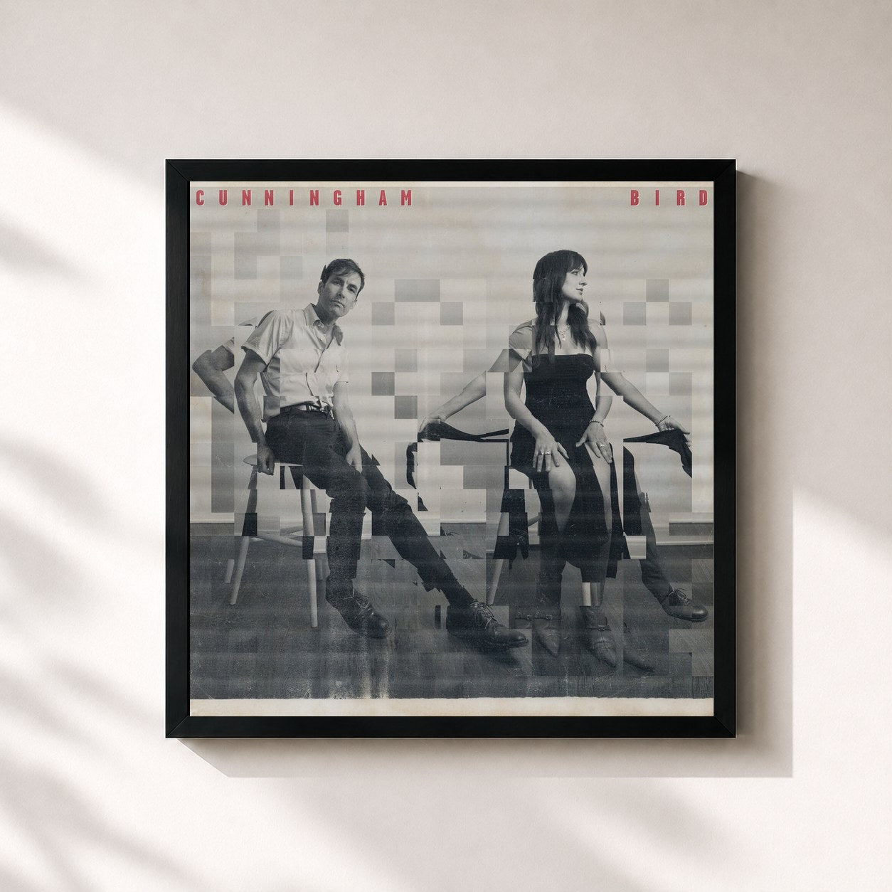 #noir Tableau carré de l'album Cunningham Bird de Andrew Bird, cadre noir 32x32 cm