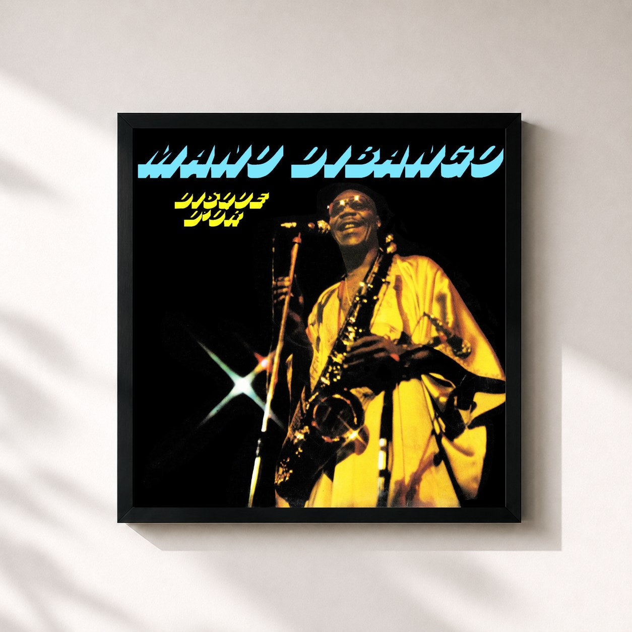 #noir Tableau carré de l'album Disque D'Or de Manu Dibango, cadre noir 32x32 cm