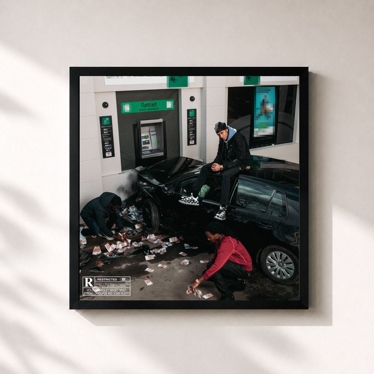#noir Tableau carré de l'album Tout à gagner de Tiitof, cadre noir 32x32 cm