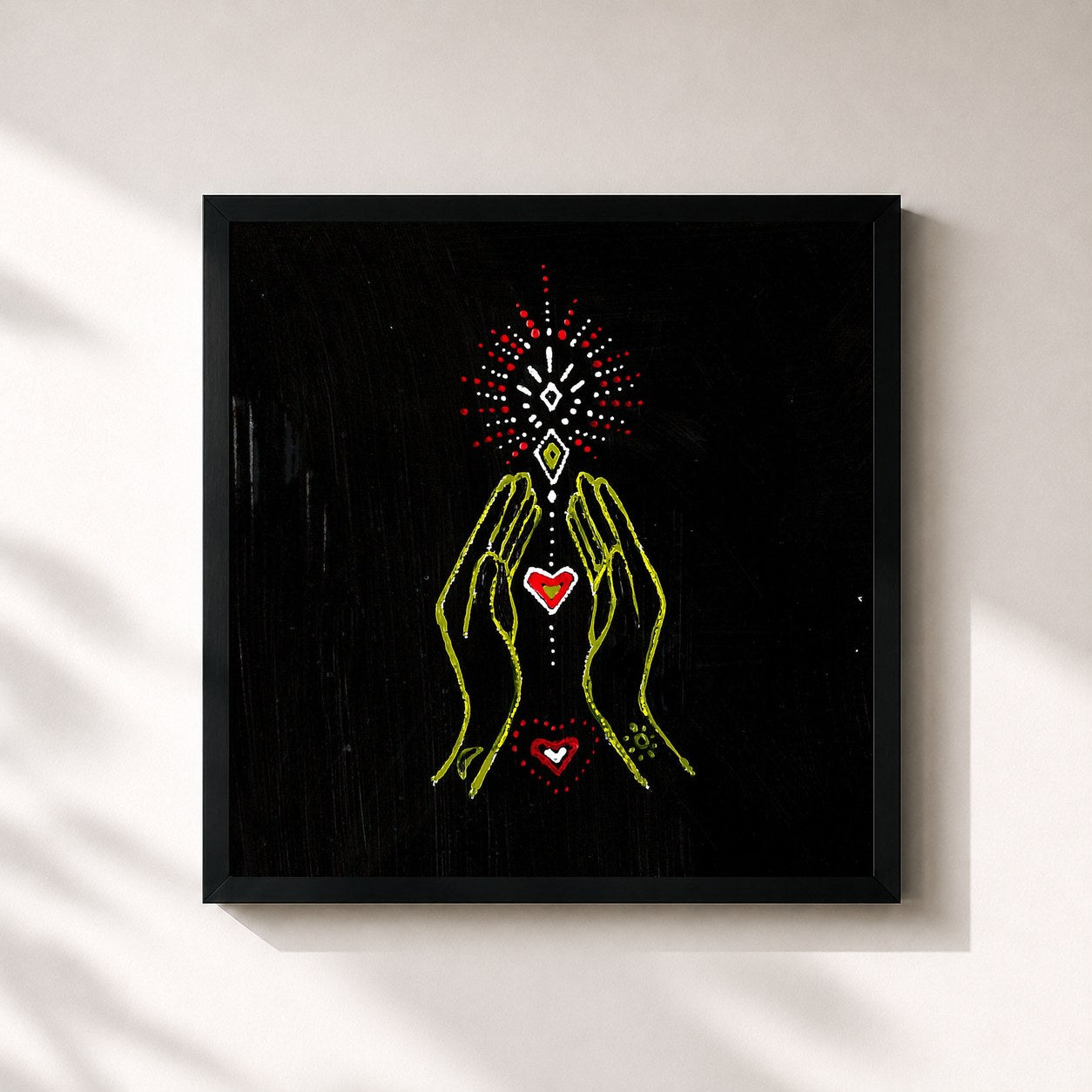 #noir Tableau carré de l'album In Your Arms Remixes de Crystal Fighters, cadre noir 32x32 cm